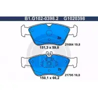 Тормозные колодки дисковые, комплект GALFER 2 1664 3285747 B1.G102-0398.2 21795