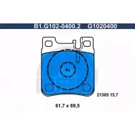 Тормозные колодки дисковые, комплект GALFER B1.G102-0400.2 G1020400 3285748 213 05