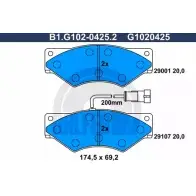 Тормозные колодки дисковые, комплект GALFER B1.G102-0425.2 Iveco Daily 2 Фургон 59-12 V 122 л.с. 1996 – 1999 29107 2 9001