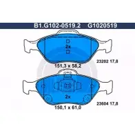 Тормозные колодки дисковые, комплект GALFER 2320 2 B1.G102-0519.2 3285816 23604