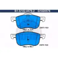 Тормозные колодки дисковые, комплект GALFER B1.G102-0578.2 2307 3 23074 3285853