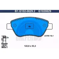 Тормозные колодки дисковые, комплект GALFER G1020629 B1.G102-0629.2 2 3705 Fiat Idea (350) 1 Минивэн 1.3 D Multijet 70 л.с. 2004 – 2025