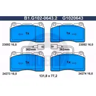 Тормозные колодки дисковые, комплект GALFER 230 92 24273 B1.G102-0643.2 3285893