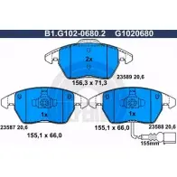 Тормозные колодки дисковые, комплект GALFER B1.G102-0680.2 23588 3285914 23 587