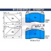 Тормозные колодки дисковые, комплект GALFER 23111 3285947 B1.G102-0731.2 23 092