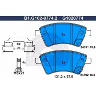 Тормозные колодки дисковые, комплект GALFER 3285981 B1.G102-0774.2 24392 2 4391