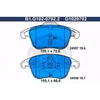 Тормозные колодки дисковые, комплект GALFER B1.G102-0792.2 3285991 245 57 24558