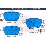 Тормозные колодки дисковые, комплект GALFER Audi A4 (B8) 4 Универсал 1.8 Tfsi 120 л.с. 2008 – 2015 2470 5 24706 B1.G102-0823.2