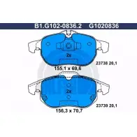 Тормозные колодки дисковые, комплект GALFER 237 38 23739 B1.G102-0836.2 Opel Vectra (C) 3 Седан 1.9 CDTI (F69) 100 л.с. 2005 – 2008