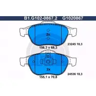 Тормозные колодки дисковые, комплект GALFER B1.G102-0867.2 24536 3286032 23 245