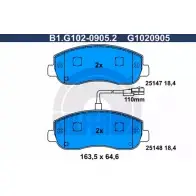 Тормозные колодки дисковые, комплект GALFER B1.G102-0905.2 3286058 251 47 25148