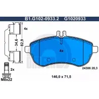 Тормозные колодки дисковые, комплект GALFER G1020933 2 4306 Mercedes C-Class (S204) 3 Универсал 2.5 C 250 (2052) 204 л.с. 2008 – 2012 B1.G102-0933.2