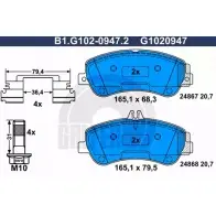 Тормозные колодки дисковые, комплект GALFER 24868 B1.G102-0947.2 24 867 3286080