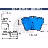 Тормозные колодки дисковые, комплект GALFER 24 150 Peugeot 207 1 (WA, WC, PF1) Фургон 1.6 VTi 120 л.с. 2007 – 2012 B1.G102-0995.2 G1020995