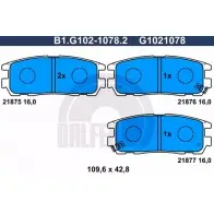 Тормозные колодки дисковые, комплект GALFER 2 1875 21876 3286121 B1.G102-1078.2