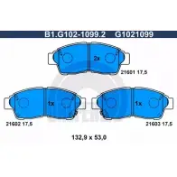 Тормозные колодки дисковые, комплект GALFER 21 601 21602 Toyota Gaia (M10) 1 Минивэн 2.2 TD 94 л.с. 1998 – 2003 B1.G102-1099.2