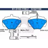 Тормозные колодки дисковые, комплект GALFER 21238 2 1237 B1.G102-1198.2 Land Rover Defender 1 (L316) Внедорожник 2.4 Td4 4x4 140 л.с. 2007 – 2016