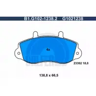Тормозные колодки дисковые, комплект GALFER G1021238 2 3302 B1.G102-1238.2 3286162