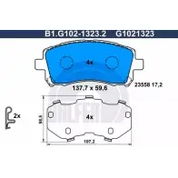 Тормозные колодки дисковые, комплект GALFER 219 15 B1.G102-1323.2 3286180 23558