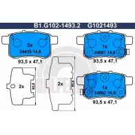 Тормозные колодки дисковые, комплект GALFER 24661 2443 5 Honda Accord 9 (CR) Седан 3.5 282 л.с. 2012 – 2024 B1.G102-1493.2