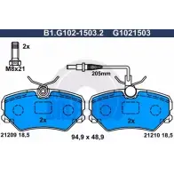 Тормозные колодки дисковые, комплект GALFER 3286235 B1.G102-1503.2 21210 21 209