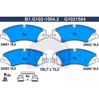 Тормозные колодки дисковые, комплект GALFER B1.G102-1504.2 3286236 25 021 25022
