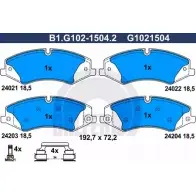 Тормозные колодки дисковые, комплект GALFER B1.G102-1504.2 Land Rover Range Rover Sport 2 (L494) Внедорожник 2.0 P400e PHEV 4x4 404 л.с. 2017 – 2024 25 021 25022