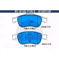Тормозные колодки дисковые, комплект GALFER B1.G120-1126.2 3286295 24914 2453 8