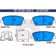 Тормозные колодки дисковые, комплект GALFER 24823 2 4822 B1.G120-1242.2 3286336