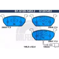 Тормозные колодки дисковые, комплект GALFER 220 35 B1.G120-1453.2 Volkswagen Golf 7 (BA5, BV5) Универсал 1.0 TSI 110 л.с. 2016 – 2025 22036