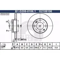 Тормозной диск GALFER G210 8106 897AEZV B1.G208-0106.1 3286533