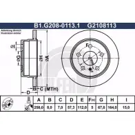 Тормозной диск GALFER G210 8113 PX2XOAA B1.G208-0113.1 3286537