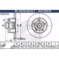 Тормозной диск GALFER G 2110210 Audi DDV9KA B1.G210-0210.1