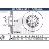 Тормозной диск GALFER 3286627 G212014 0 RR7H7 B1.G220-0140.1