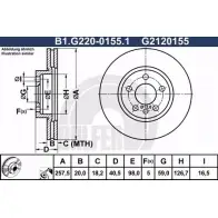 Тормозной диск GALFER 3286631 G212 0155 B1.G220-0155.1 B0EXZ8