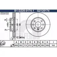 Тормозной диск GALFER B1.G220-0174.1 3286632 G2120 174 NPQAQMC