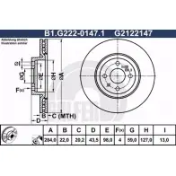 Тормозной диск GALFER WMYBXX B1.G222-0147.1 3286643 G2 122147