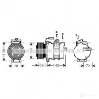Компрессор кондиционера PRASCO aik312 PSQD 7 4045385165667 Audi A8 (D2) 1 Седан 6.0 W12 Quattro 420 л.с. 2001 – 2002