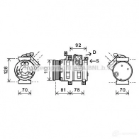 Компрессор кондиционера PRASCO dwk100 SsangYong 9QLV4 WJ 4045385172436