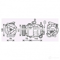 Компрессор кондиционера PRASCO Skoda Rapid 1 (NH1) Хэтчбек 1.6 105 л.с. 2012 – 2024 4045385217557 sak026 U9X5BT R