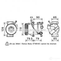 Компрессор кондиционера PRASCO OM RK5BL Toyota Auris (E180) 2 Хэтчбек 1.4 D 4D (NDE180) 90 л.с. 2012 – 2024 4045385216062 tok720