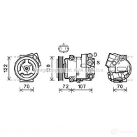 Компрессор кондиционера PRASCO olak595 4045385214242 7 CV8G Opel Astra (J) 4 Хэтчбек 1.4 Turbo (68) 140 л.с. 2009 – 2015