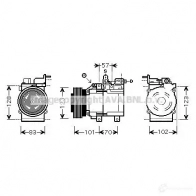 Компрессор кондиционера PRASCO Hyundai Tucson (JM) 1 Кроссовер 2.0 CRDi 113 л.с. 2004 – 2010 4045385106110 hyk209 1F4 MEH