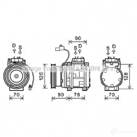 Компрессор кондиционера PRASCO 2FY BPL Kia Rio 1 (DC) Седан 1.3 75 л.с. 2000 – 2005 kak178 4045385176168