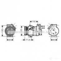 Компрессор кондиционера PRASCO Renault Laguna (DT) 3 Купе 1.5 dCi 110 л.с. 2012 – 2015 4045385102549 AAM WO2I rtk393