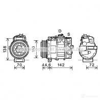 Компрессор кондиционера PRASCO KZ SZU msk611 Mercedes CLS (W219) 1 2004 – 2010 4045385192595