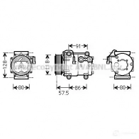 Компрессор кондиционера PRASCO 4045385180363 fdak451 Ford Fiesta 6 (CB1, CCN) Хэтчбек 1.4 TDCi 68 л.с. 2009 – 2024 UGGCI1 V