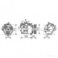 Компрессор кондиционера PRASCO Volvo V60 1 (155) Универсал 3.0 T6 AWD 329 л.с. 2014 – 2015 vok167 X0T21 S 4045385179152