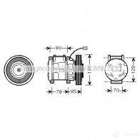 Компрессор кондиционера PRASCO Ford Fiesta 6 (CB1, CCN) Хэтчбек 1.4 TDCi 68 л.с. 2009 – 2024 4045385171286 fdk451 INQK3 K