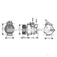 Компрессор кондиционера PRASCO aik274 7U91 T Audi A4 (B6) 2 Седан 2.4 170 л.с. 2001 – 2004 4045385074105